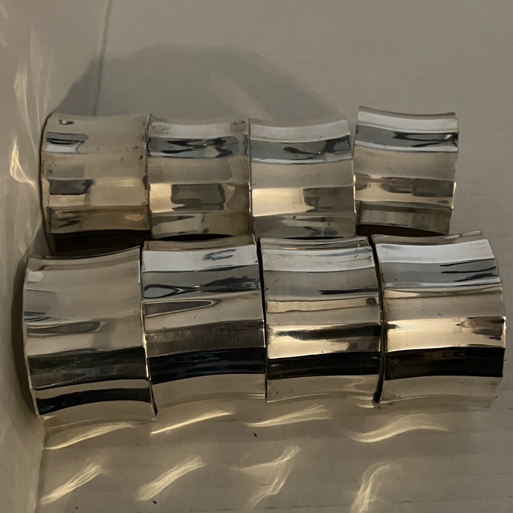 Vintage Silver Napkin Rings Set‎ of 8